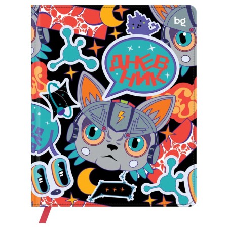 Дневник 1-11 кл. 48л. (твердый) BG "Cyber cat", иск. кожа (балакрон), печать, ляссе