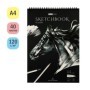 Скетчбук 40л., А4 ArtSpace "Black line. Horse", на гребне, черный блок, 120г/м2