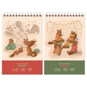 Скетчбук 60л., А6 BG "Фантазеры", на гребне, глянцевая ламинация, 120г/м2