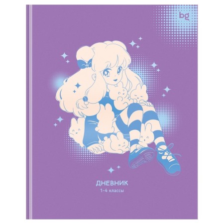 Дневник 1-4 кл. 48л. (ЛАЙТ) BG "Anime girl", матовая ламинация, выб.лак