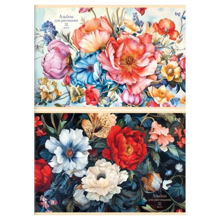 Альбом для рисования 32л., А4, на скрепке BG "Акварельные цветы"
