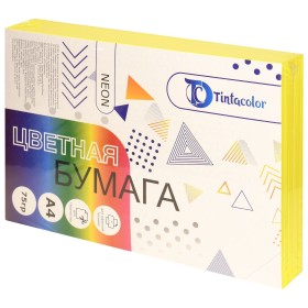 Бумага цветная для печати Tintacolor А4 75 гр/м2 500 л неон желтый