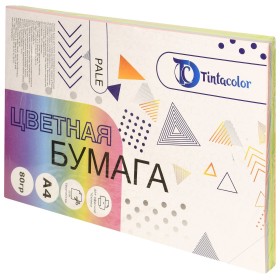 Бумага цветная для печати Tintacolor МИКС А4 80 г/м2 5 цветов по 50 л пастель ассорти