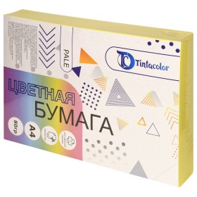 Бумага цветная для печати Tintacolor А4 80 г/м2 500 л пастель желтый