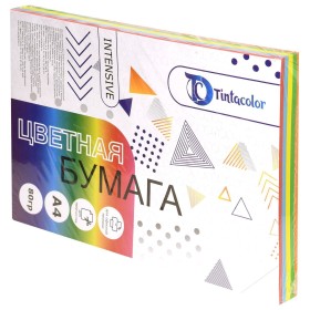 Бумага цветная для печати Tintacolor А4 80 г/м2 МИКС 5 цветов по 50 л интенсив ассорти