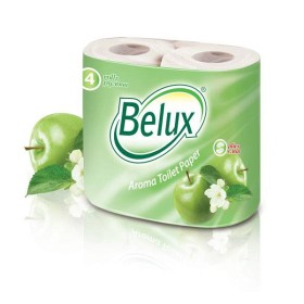 Туалетная бумага BELUX Aroma, 2 слоя, яблоко, 4 шт., целлюлоза, белая с тиснением