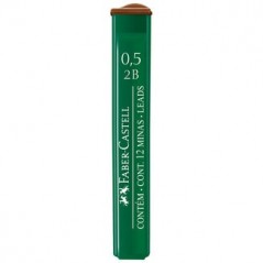 Грифели Faber-Castell 'Polymer' для механических карандашей, 12шт., 0,5мм, 2B