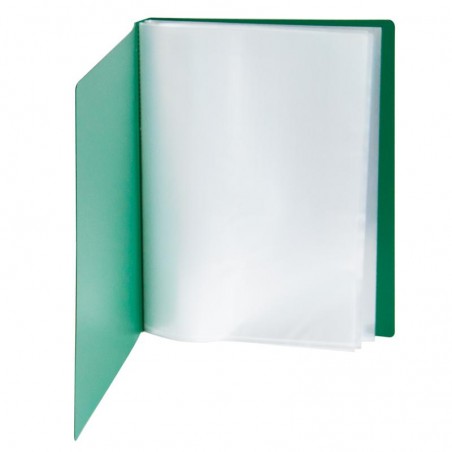 Папка с прозрачными вкладышами KANZFILE 10 листов, CLEAR BOOK, "горизонт. полоса" 10 мм корешок, А4, зеленая