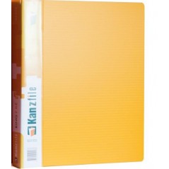Папка с прозрачными вкладышами KANZFILE 10 листов, CLEAR BOOK, "горизонт. полоса" 10 мм корешок, А4, желтая