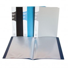 Папка с прозрачными вкладышами KANZFILE 20 листов, CLEAR BOOK, "ПЕСОК" 15 мм корешок, А4, синяя