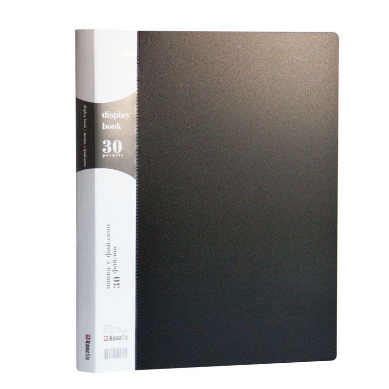 Папка с прозрачными вкладышами KANZFILE 30 листов, CLEAR BOOK, "ПЕСОК" 20 мм корешок, А4, черная
