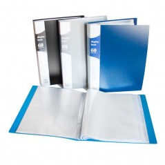 Папка с прозрачными вкладышами KANZFILE 60 листов, CLEAR BOOK, "ПЕСОК" 35 мм корешок, А4, голубая
