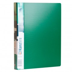 Папка с прозрачными вкладышами KANZFILE 60 листов, CLEAR BOOK, "горизонт. полоса" 35 мм корешок, А4, зеленая