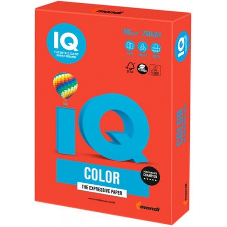 Бумага цветная IQ color, А4, 80 г/м2, 500 л., интенсив, кораллово-красная, CO44