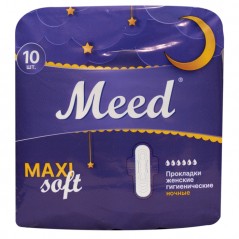 Прокладки женские гигиенические «Meed» для критических дней, Макси анатомические с крылышками СОФТ (Maxi Soft), 10 шт.