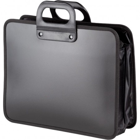 Папка-портфель пластиковая/нейлоновая  А4 черная, 390x315x120мм, 3 отделения