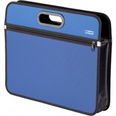 Папка-портфель пластиковая  А4+, синяя, 390х270x60мм, 1 отделение