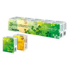 Flowerway Платочки бумажные с ароматом Зеленого чая 3-Слойные (10 Пачек По 10 Платков)