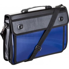 Портфель-сумка с ручкой и ремнем "Linear", 280x370 мм, 2 отделения, 2 замка, синий