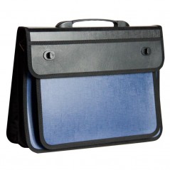 Портфель-сумка с ручкой и ремнем "Шелк", 280x370 мм, 2 отделения, 2 замка, синий