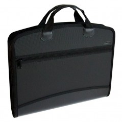 Папка-портфель пластиковая А4+ черная "Бисер", 375х280х70мм, 4 отделения
