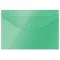 Папка-конверт с кнопкой А6, д/билетов и документов, прозрачная, зеленый цвет 0,18мм, 250 Х 135 мм,