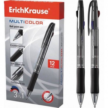 Ручка шариковая автоматическая 3 в 1 MultiColor, 0.7 мм. синяя,красная,черная. Erich Krause