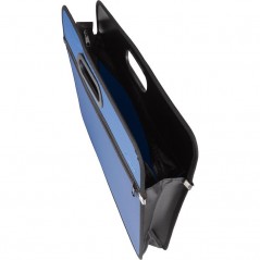 Папка-портфель пластиковая на молнии с твердыми ручками  А4+, синяя, 390х270x60мм, 1 отделение
