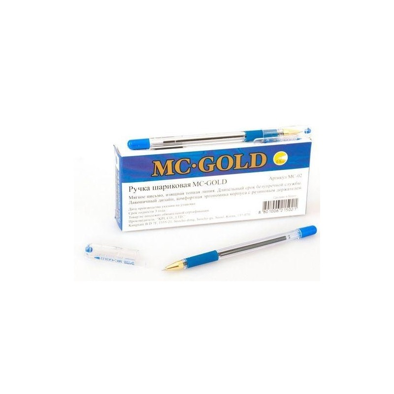 Ручка шариковая MC-Gold, синяя, толщина 0,5. Корея
