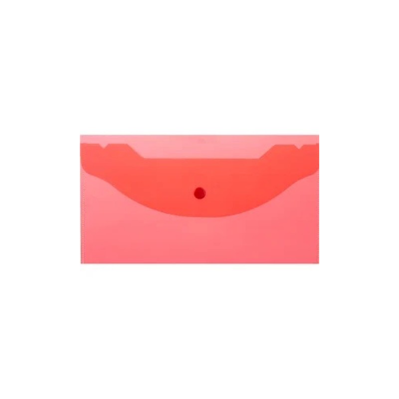 Папка-конверт с кнопкой А6, 250 Х 135 мм, д/билетов и документов, прозрачная, красный цвет 0,18мм