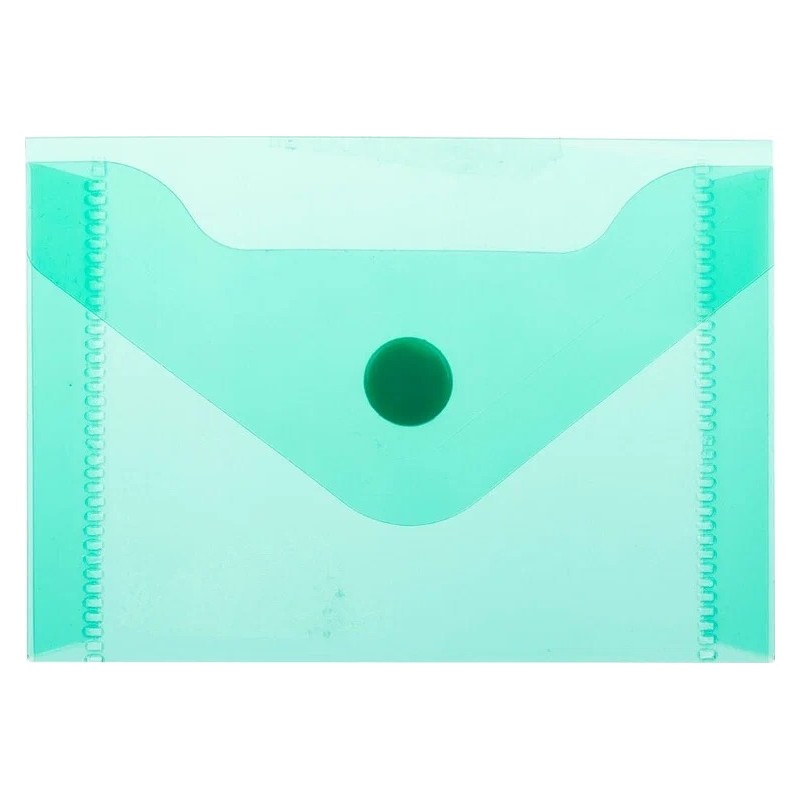 Папка конверт А-7 с кнопкой , Серия «Стандарт» 0,18 мм, зеленая, 74  Х 105мм