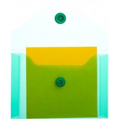 Папка конверт А-7 с кнопкой , Серия «Стандарт» 0,18 мм, зеленая, 74  Х 105мм