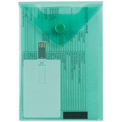 Папка конверт А6 с кнопкой вертикальная, Серия «Стандарт» 0,18 мм, зеленая, 105  Х 148 мм