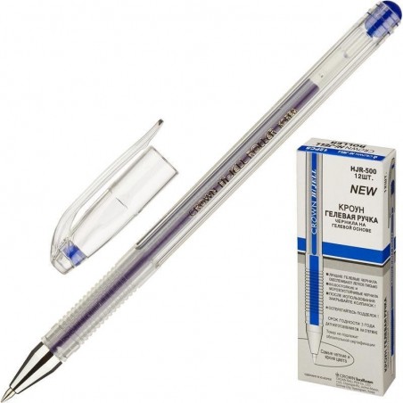 Ручка гелевая. Синяя. Толщина 0,5. Crown HJR-500  Корея