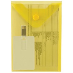 Папка конверт А6 с кнопкой вертикальная, Серия «Стандарт» 0,18 мм, желтого, 105  Х 148 мм