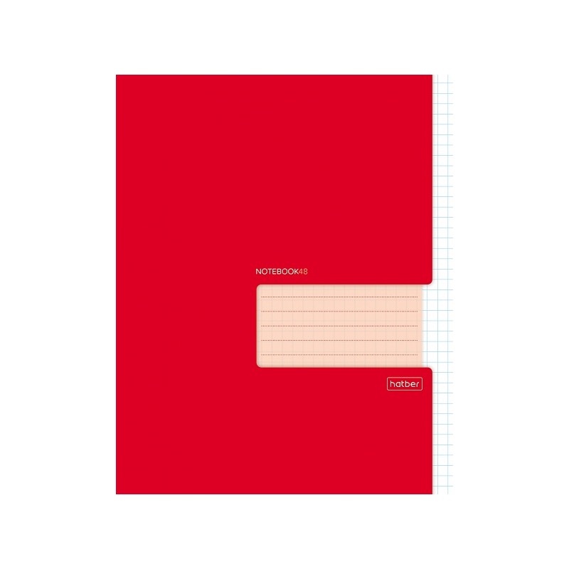 Тетрадь однотонная красная Hatber А5, 48 листов, клетка, обложка картон, на скобе, 48Т5В1_27565