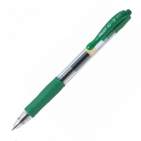 Ручка PILOT G-2, 0.5 мм, автоматическая, гелевые зеленые чернила, грип