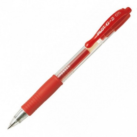 Ручка PILOT G-2, 0.5 мм, автоматическая, гелевые красные чернила, грип