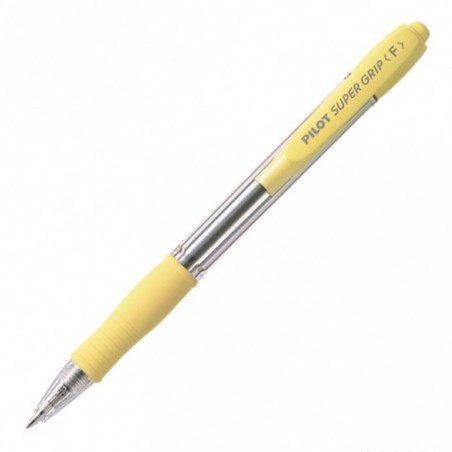 Ручка PILOT Super Grip F (0.7 мм), шариковая автоматическая, синие чернила, грип, желтый корпус