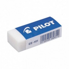 Ластик PILOT EE-101, д/черногр. каранд., каучук, 42х18х11 мм в карт.держателе белый