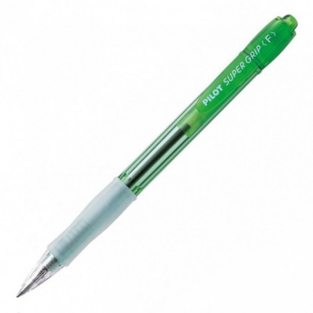 Ручка PILOT Super Grip Neon F (0.7 мм), шариковая автоматическая, синие чернила, грип, зеленый кор
