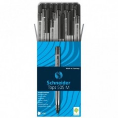 Ручка шариковая Schneider "Tops 505 M" черная, 1,0мм, прозрачный корпус