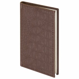 Телефонная книжка МАЛЫЙ ФОРМАТ (80х130 мм) А7, BRAUBERG "Cayman", под крокодиловую кожу, 56 л., вырубной алфавит, коричневая, 12