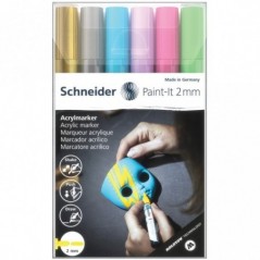 Набор маркеров акриловых Schneider "Paint-it 310", 2мм, ассорти, 6шт.