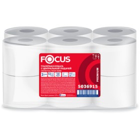 Бумага туалетная с центральной вытяжкой 120 м, FOCUS (T9) Premium, 2-слойная, белый, КОМПЛЕКТ 12 рулонов, 5036915