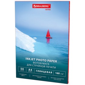 Фотобумага глянцевая, А4, 160 г/м 2 , односторонняя, 50 листов, BRAUBERG EXTRA