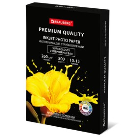 Фотобумага PREMIUM суперглянцевая, 10х15 см, 260 г/м 2 , односторонняя, 500 листов, BRAUBERG