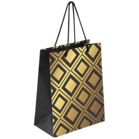 Пакет подарочный (1 штука) 18x10x23 см, ЗОЛОТАЯ СКАЗКА "Gold Luxury", тиснение фольгой, чёрный