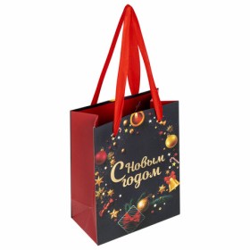 Пакет подарочный (1 штука) новогодний 11x6x15 см, ЗОЛОТАЯ СКАЗКА "New Year", фольга