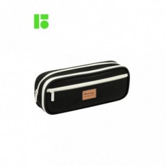 Пенал мягкий 2 отделения, 1 карман, 220*80*50 Berlingo "Classic black", полиэстер, внутренний органайзер